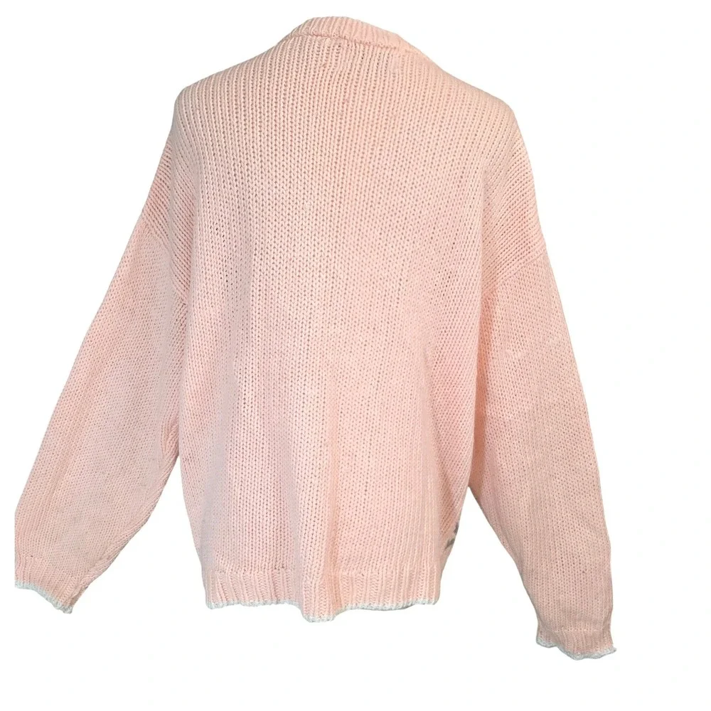 Sarit Hand Knitted Cardigan womensvintageMedium Pink Chunky Popcorn Knit